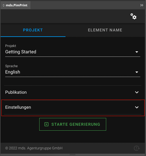 Plugin FactoryField Settings page